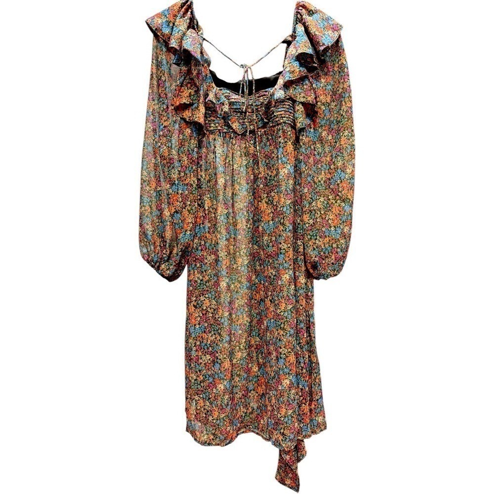 NWT For Love & Lemons Brittany Floral Sheer Ruffled MIDI Balloon Sleeve Dress XS - Picture 5 of 8